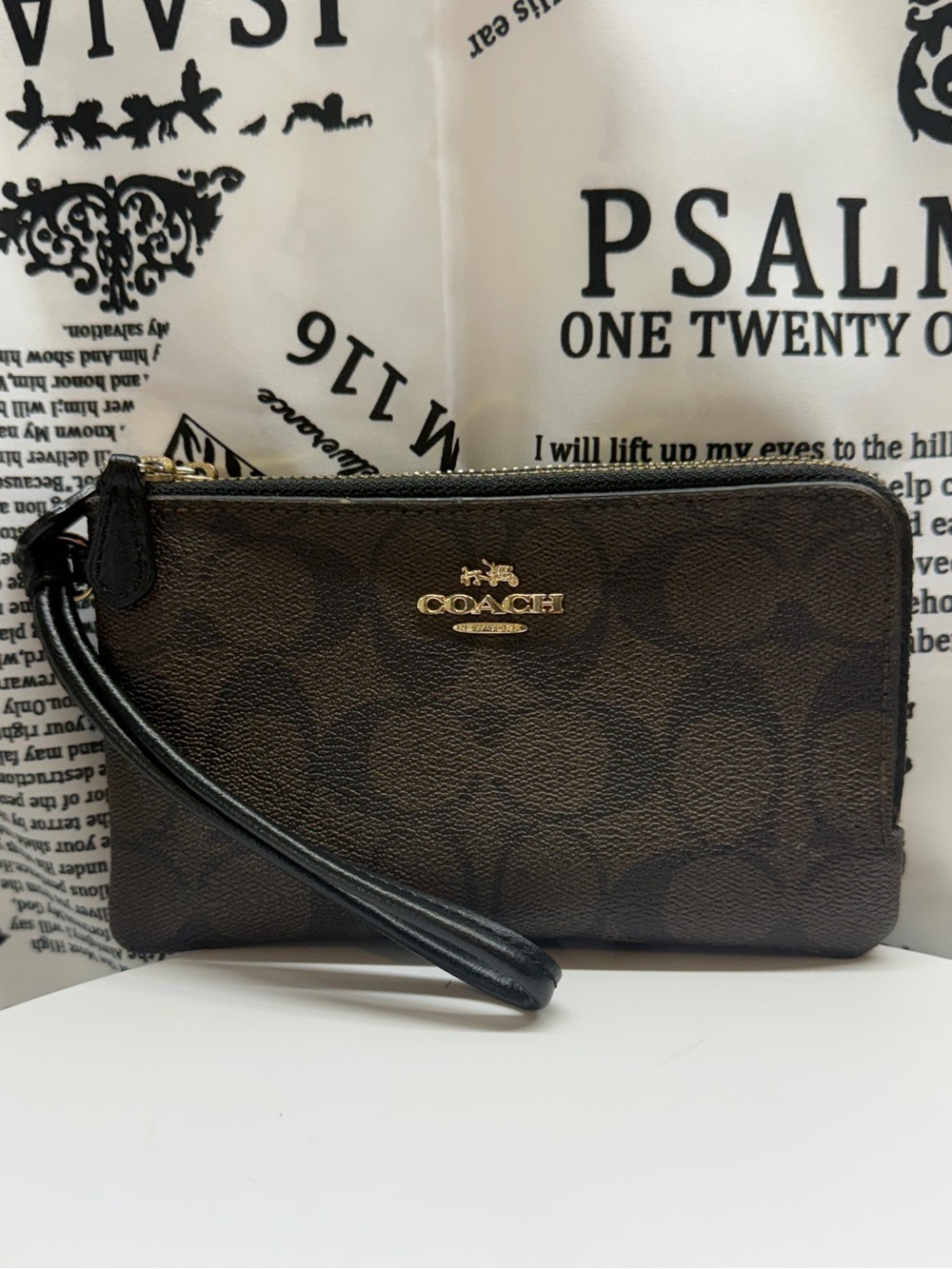 coach double zip wristlet wallet in signature canvas